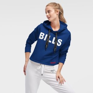 Buffalo Bills DKNY Sport Women’s Maddie Crop Pullover Hoodie – Royal